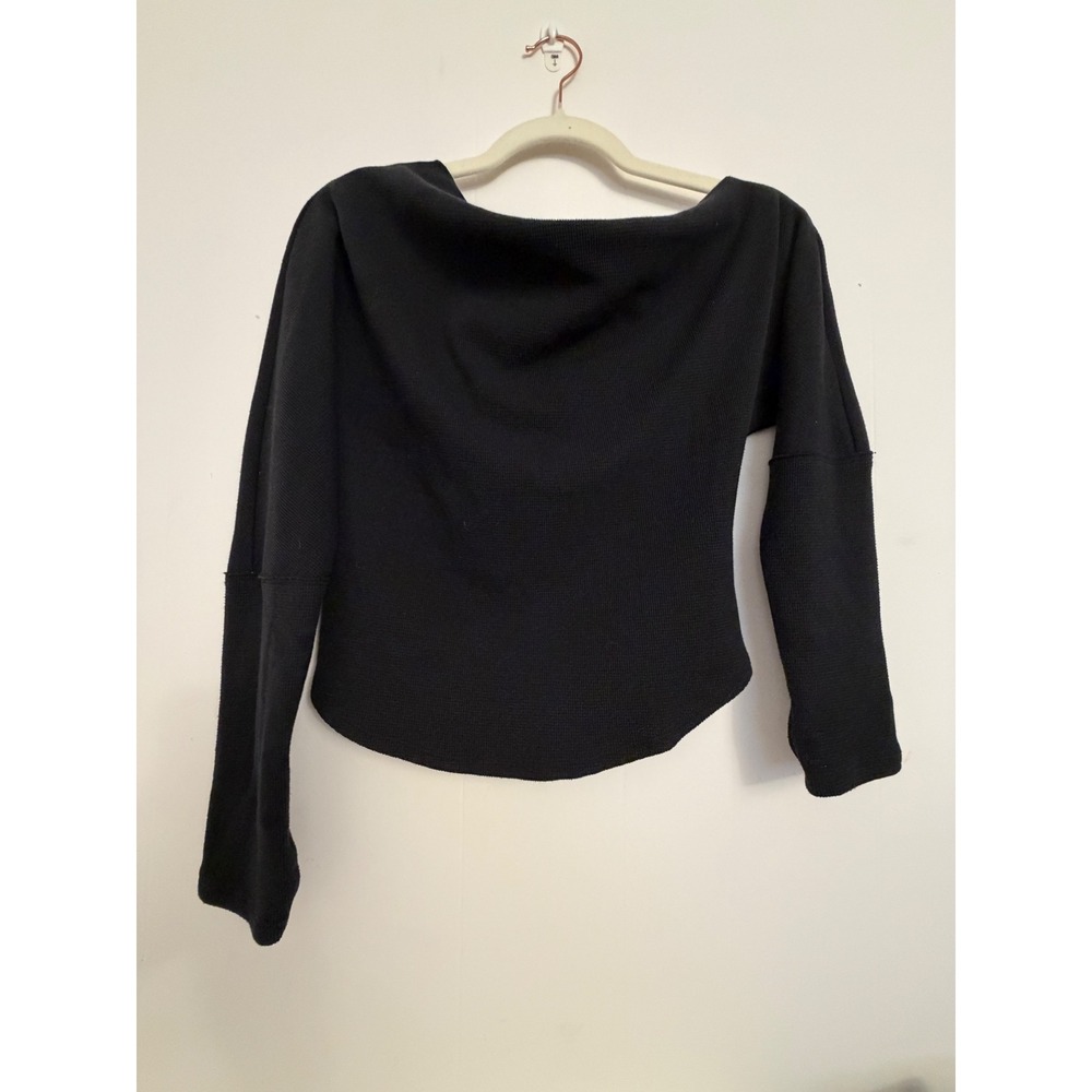 We The Free Fugi Waffle Knit Top Womens Small Off Shoulder Thermal Asymmetrical